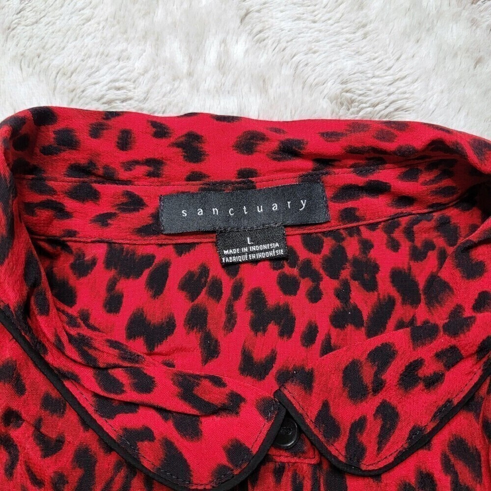 Sanctuary Red Cheetah Leopard Print Button Up Blo… - image 8